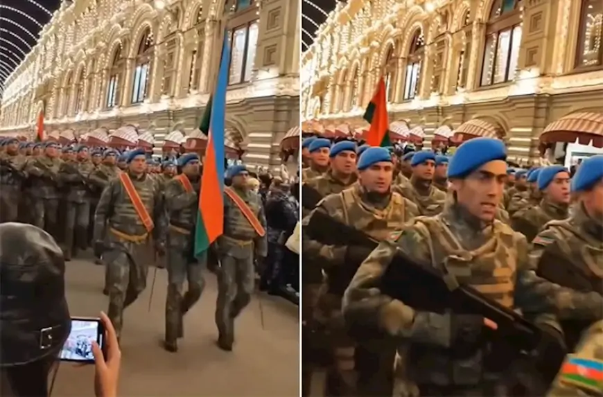 Moskvada hərbçilərimizin “Şəhidlər ölməz” şüarı – Video