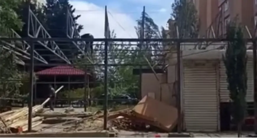 Suraxanıda qanunsuz tikili qalmaqal yaratdı - VİDEO